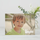 Boys 3rd Birthday Nummer Drie Fotobedekking Kaart (Staand voorkant)