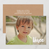 Boys 3rd Birthday Nummer Drie Fotobedekking Kaart (Voorkant / Achterkant)