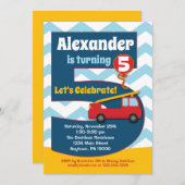 Boys 5e anniversaire Invitation Camion d'incendie (Devant / Derrière)