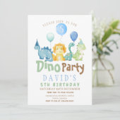 Boys 5e Dino Anniversaire Fête Invitation (Debout devant)