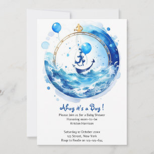 Boy's Adventure Nautische Waterverf Baby shower Kaart