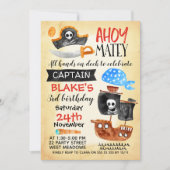 Boys Ahoy Ahoy Pirate Anniversaire Invitation (Devant)