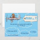 Boys Airplane Birthday Invitation Kaart (Voorkant / Achterkant)