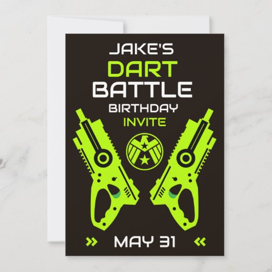 Boys Anniversaire Fête Invitation Dart Wars (Devant)