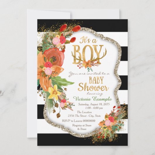 Boys Antler Baby shower Kaart (Voorkant)