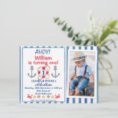 Boys Aquarelle Nautique Anniversaire Invitation (Debout devant)