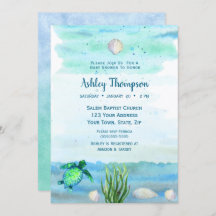 Boys Baby shower de tortue de mer Invitation