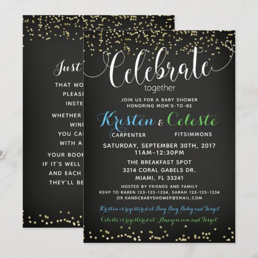 Boys Baby shower Invitation Combiné Amis (Devant / Derrière)