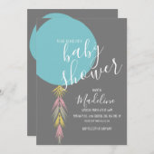 Boys Baby shower Tassel Boho Balloon Invitation (Devant / Derrière)