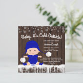 Boys Baby son froid dehors Baby shower Invitation (Debout devant)