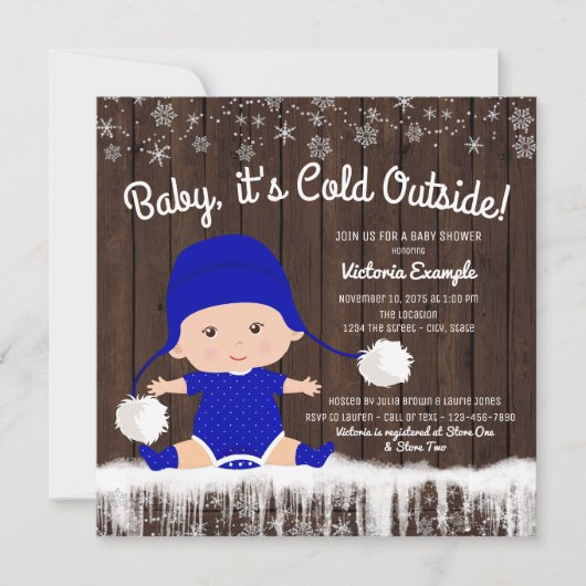 Boys Baby son froid dehors Baby shower Invitation (Devant)