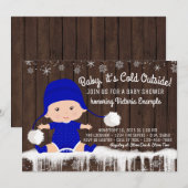 Boys Baby son froid dehors Baby shower Invitation (Devant / Derrière)