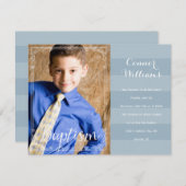 Boys Baptême Bande Bleue Invitation (Devant / Derrière)