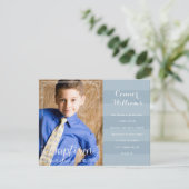 Boys Baptême Bande Bleue Invitation (Debout devant)