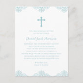 Boys Baptism Elegant Blue & White Invitation Briefkaart (Voorkant)