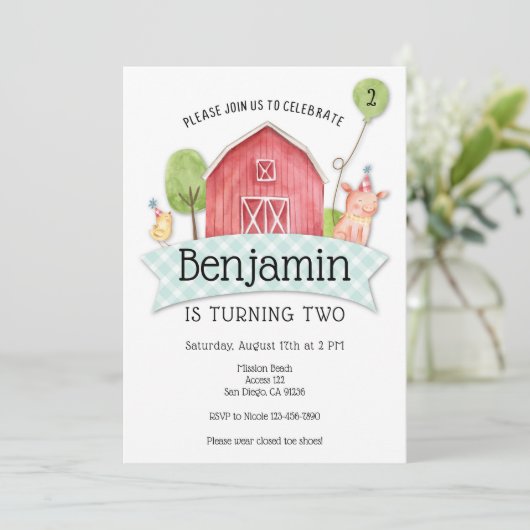 Boys Barnyard 1ère invitation anniversaire (Debout devant)