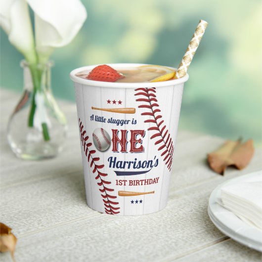 Boys Baseball 1e verjaardag Papieren Bekers (Insitu)