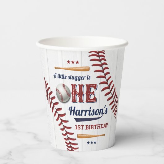 Boys Baseball 1e verjaardag Papieren Bekers (Achterkant)