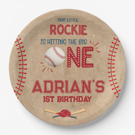Boys Baseball 1e verjaardag Papieren Bordje (Voorkant)
