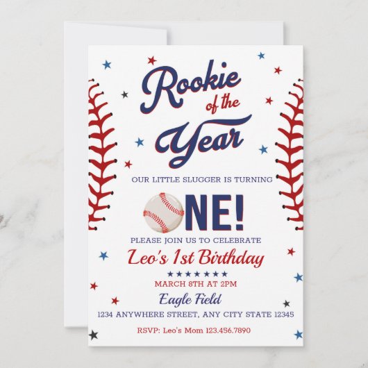Boys Baseball 1er anniversaire Invitation (Devant)