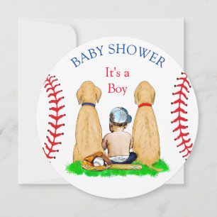 Boy's Baseball Theme Baby shower 2 Labs en Baby Kaart