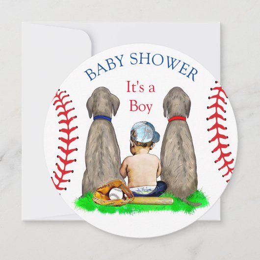 Boy's Baseball Theme Baby shower Kaart (Voorkant)