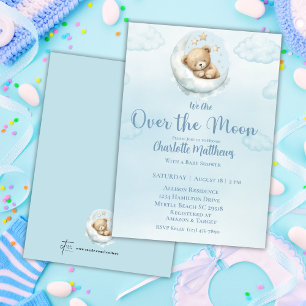 Boys Beer Beer Over the Moon Baby shower Kaart