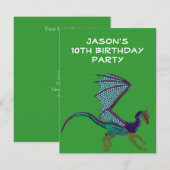 Boys Birthday Beaded Dragon Green Kaart (Voorkant / Achterkant)