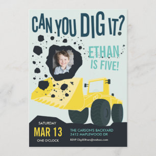 Boys Birthday Construction Truck Blue Yellow Kaart