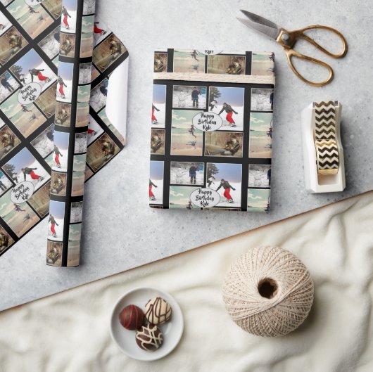 Boys Birthday Foto Collage Persoonlijk Cadeaupapier (Crafts)