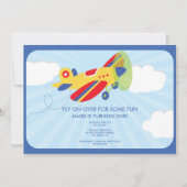 Boy's Birthday Invitation Cute Avion (Devant)
