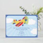 Boy's Birthday Invitation Cute Avion (Debout devant)