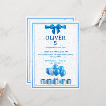 Boys Birthday Invitation - Gift Boxes & Confetti