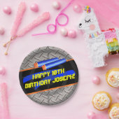 Boys Birthday Party Dart Wars Laser Label Foam Dec Papieren Bordje (Feest)