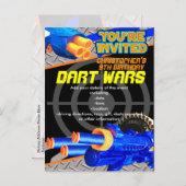 Boys Birthday Party Dart Wars Laser Label Foam Dec Uitnodiging Briefkaart (Voorkant / Achterkant)
