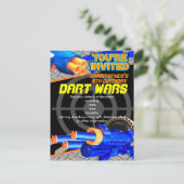 Boys Birthday Party Dart Wars Laser Label Foam Dec Uitnodiging Briefkaart (Staand voorkant)