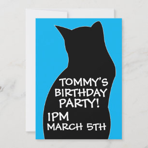 BOYS BLACK CAT BIRTHDAY PARTY INVITATIONS KAART