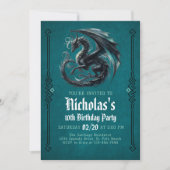 Boy's Black Dragon Birthday Invitation (Devant)