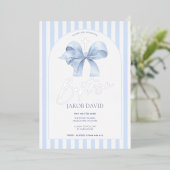 Boys Bleu Bow et Baptême en bande Invitation (Debout devant)