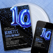 Boys Blue 10th Birthday Invitation