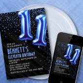 Boys Blue 11th Birthday Invitation
