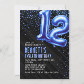 Boys Blue 12th Birthday Invitation (Devant)