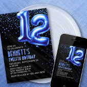 Boys Blue 12th Birthday Invitation