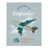 Boys Blue Avion Voyage Affiche de bienvenue d'anni (Devant)