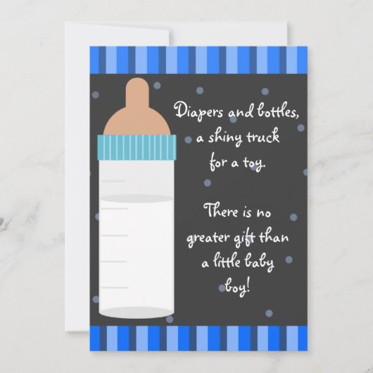 Boys Blue Baby Bottle Baby Shower Invitations (Devant)