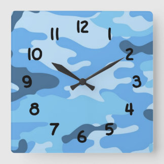 Boys Blue camouflage Vierkante Klok