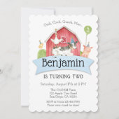 Boys Blue Check Farm Anniversaire Fête Invitation (Devant)