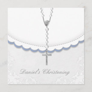 Boys Blue en Grey Christening Kaart