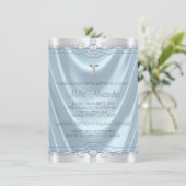 Boys Blue en Silver Baptism Christening Kaart (Staand voorkant)