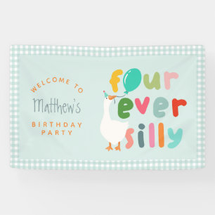 Boys Blue Farm Silly Goose 4e Verjaardag Welkom Spandoek